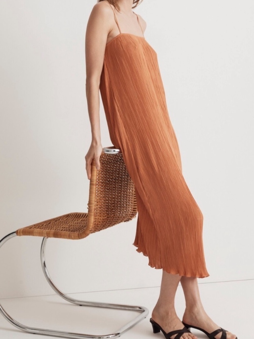 NWT Madewell Goldie Dress in Plisé - Sunset Haze Peach